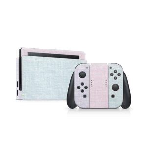 Tacky Design Retro Pastel Skin Compatible with Nintendo Switch Skin Wrap Cover, Fabric Texture Colorwave for Nintendo Switch Stickers, Premium Vinyl 3M Full Wrap Decal.