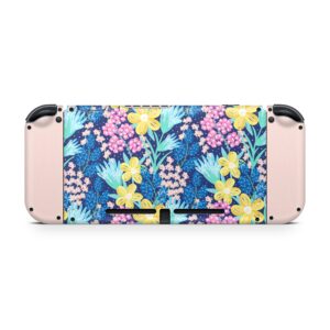 TACKY DESIGN Japanese Cherry Blossom Skin Compatible with Nintendo Switch Skin, Beige Color Skin Compatible with Nintendo Switch Skin, Vinyl 3m Sticker, Full wrap Cover (Vibrant Garden Beige)