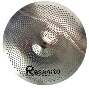 Resanito Low Volume Cymbal Pack Mute Cymbal Set, 14"hi-hat+16"crash+18"crash+20"ride (5 pieces) with FREE Cymbal Bag, Chrome