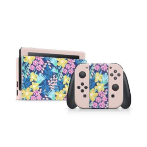 TACKY DESIGN Japanese Cherry Blossom Skin Compatible with Nintendo Switch Skin, Beige Color Skin Compatible with Nintendo Switch Skin, Vinyl 3m Sticker, Full wrap Cover (Vibrant Garden Beige)