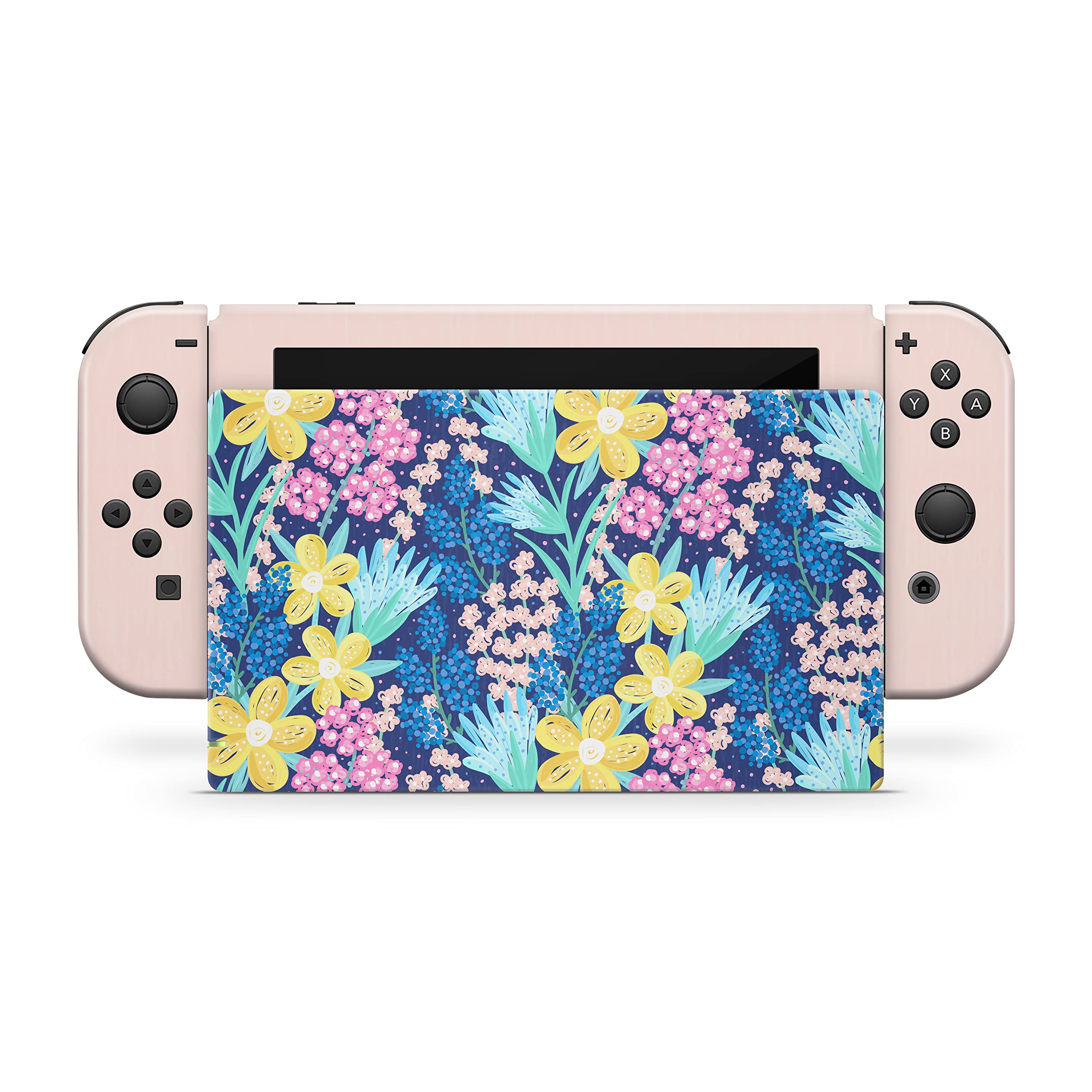 TACKY DESIGN Japanese Cherry Blossom Skin Compatible with Nintendo Switch Skin, Beige Color Skin Compatible with Nintendo Switch Skin, Vinyl 3m Sticker, Full wrap Cover (Vibrant Garden Beige)