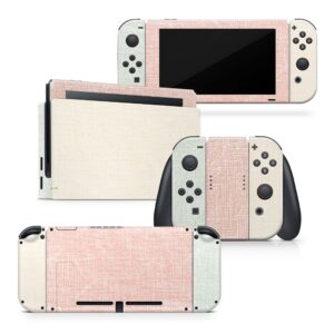 tacky design retro pastel skin compatible with nintendo switch skin wrap cover, fabric texture color blocking for nintendo switch stickers, premium vinyl 3m full wrap decal.