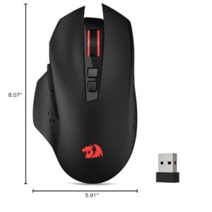 Redragon M656 Gainer Wireless Gaming Mouse, 4000 DPI 2.4Ghz Gamer Mouse w/ 5 DPI Levels, 7 Macro Buttons, Red LED Backlit & Pro Software/Drive Supported, for PC/Mac/Laptop