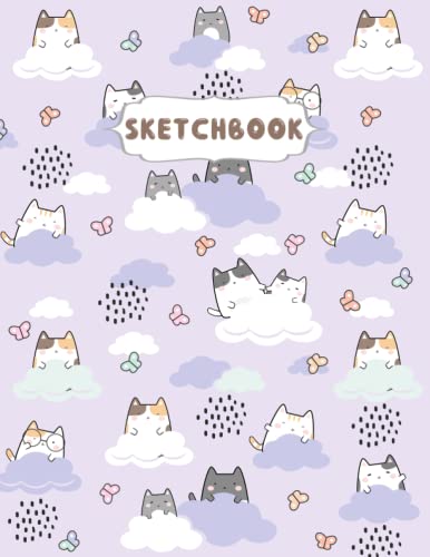 Sketchbook: Cute Cats Kawaii Large Sketch book and Notebook for Girls and Artist Kids To Drawing and Sketching or Doodling, 110 Pages of "8.5x11".