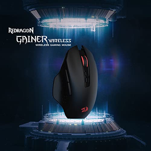 Redragon M656 Gainer Wireless Gaming Mouse, 4000 DPI 2.4Ghz Gamer Mouse w/ 5 DPI Levels, 7 Macro Buttons, Red LED Backlit & Pro Software/Drive Supported, for PC/Mac/Laptop