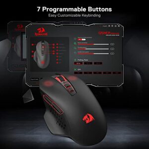 Redragon M656 Gainer Wireless Gaming Mouse, 4000 DPI 2.4Ghz Gamer Mouse w/ 5 DPI Levels, 7 Macro Buttons, Red LED Backlit & Pro Software/Drive Supported, for PC/Mac/Laptop