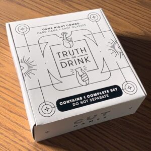 Truth or Drink – Shot Glasses Edition by Cut – Reveal Secrets in Style with Hilarious and Personal Questions, Perfect Adult Game for Party Night (Includes 4 Shot Glasses, 400+ Conversation Starters)