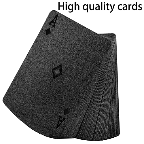 Joyoldelf Playing Cards, 2 Decks of Cards with Box, Cool Black Foil Poker Cards/Waterproof Playing Cards - Classic Magic Tricks Tool for Party and Game