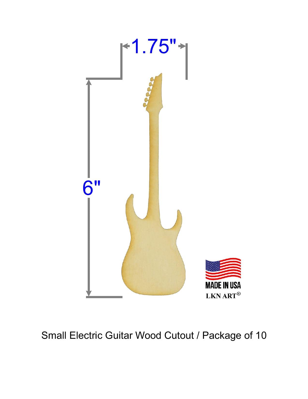 Unfinished Electric Guitar Wood Cut Out Available in a Variety of Sizes and Thicknesses (1/8” Thickness, Small 1.75" x 6" (Package of 10))