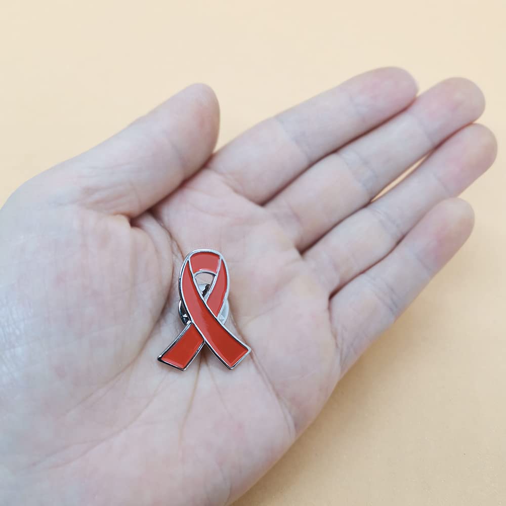 Orange Ribbon Awareness Pin 20 Pcs Leukemia Kidney Cancer Multiple Sclerosis & Gun Violence Awareness Products Hope Enamel Lapel Brooch