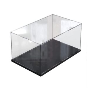 Clear Acrylic Display Case for Toys Collectibles，Assemble Acrylic Box Dustproof Protection Showcase with Black Wood-Plastic Base and Lamp Beads (11.7x8x8 inch;30x20x20cm)