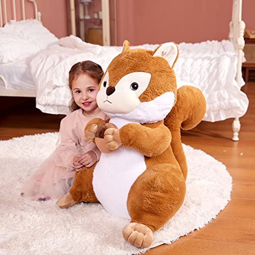 IKASA Large Squirrel Stuffed Animal Plush Toy,23" Giant Cute Jumbo Soft Toys,Huge Big Size Fluffy Plushy Fat Gigantic Plushie,Gifts for Kids