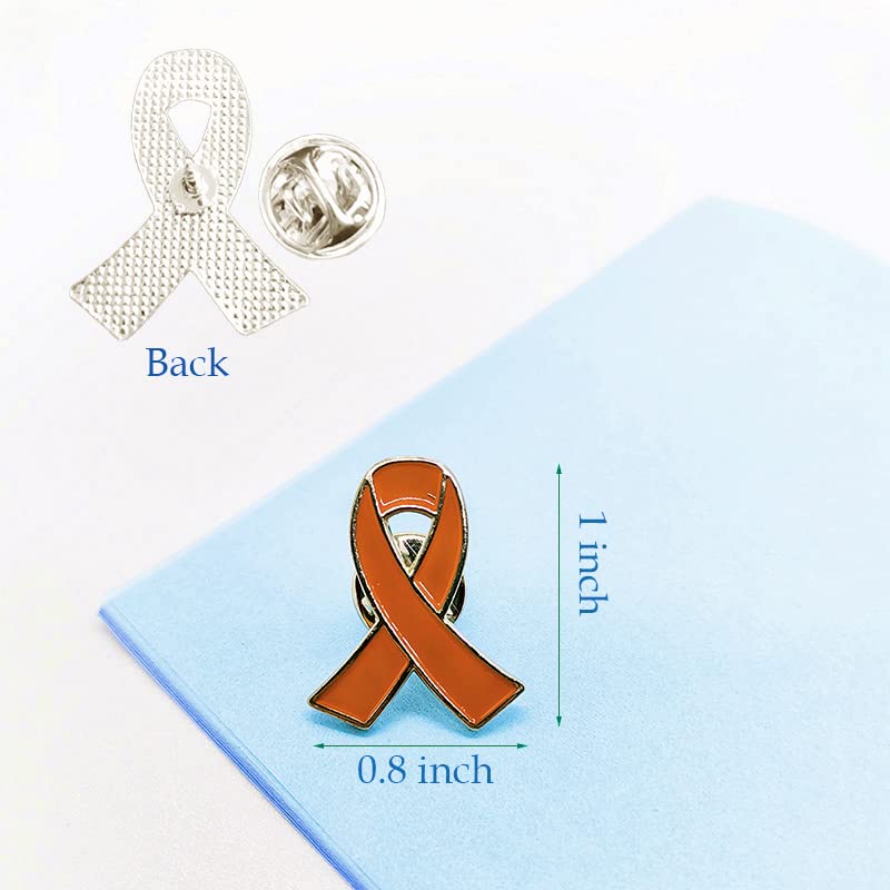 Orange Ribbon Awareness Pin 20 Pcs Leukemia Kidney Cancer Multiple Sclerosis & Gun Violence Awareness Products Hope Enamel Lapel Brooch