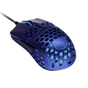 cooler master mm711 blue steel limited edition gaming mouse with lightweight honeycomb shell, ultraweave cable, 16000 dpi optical sensor, and rgb accents