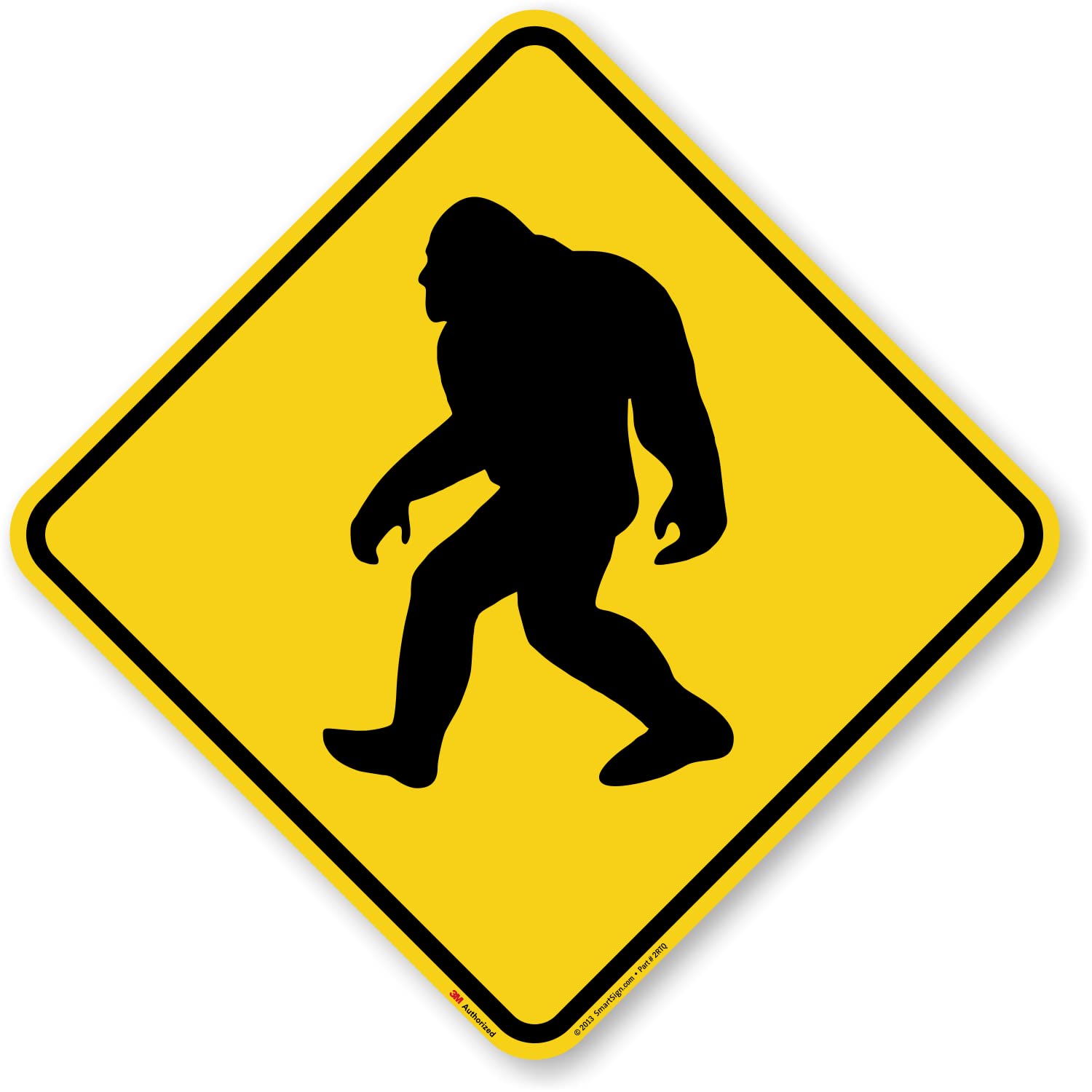 SmartSign 18 x 18 inch Sasquatch Bigfoot Crossing Metal Sign, 80 mil Aluminum, 3M Laminated Engineer Grade Reflective Material, Black and Yellow, Made in USA