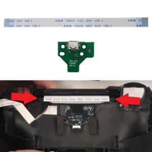 Onyehn JDS-011 Charging Port Assembly(with Flex Cable) for Sony PlayStation PS4 Controller, Repair Part Micro USB Adaptor Charger Socket Board Connector Module(2 Pack)