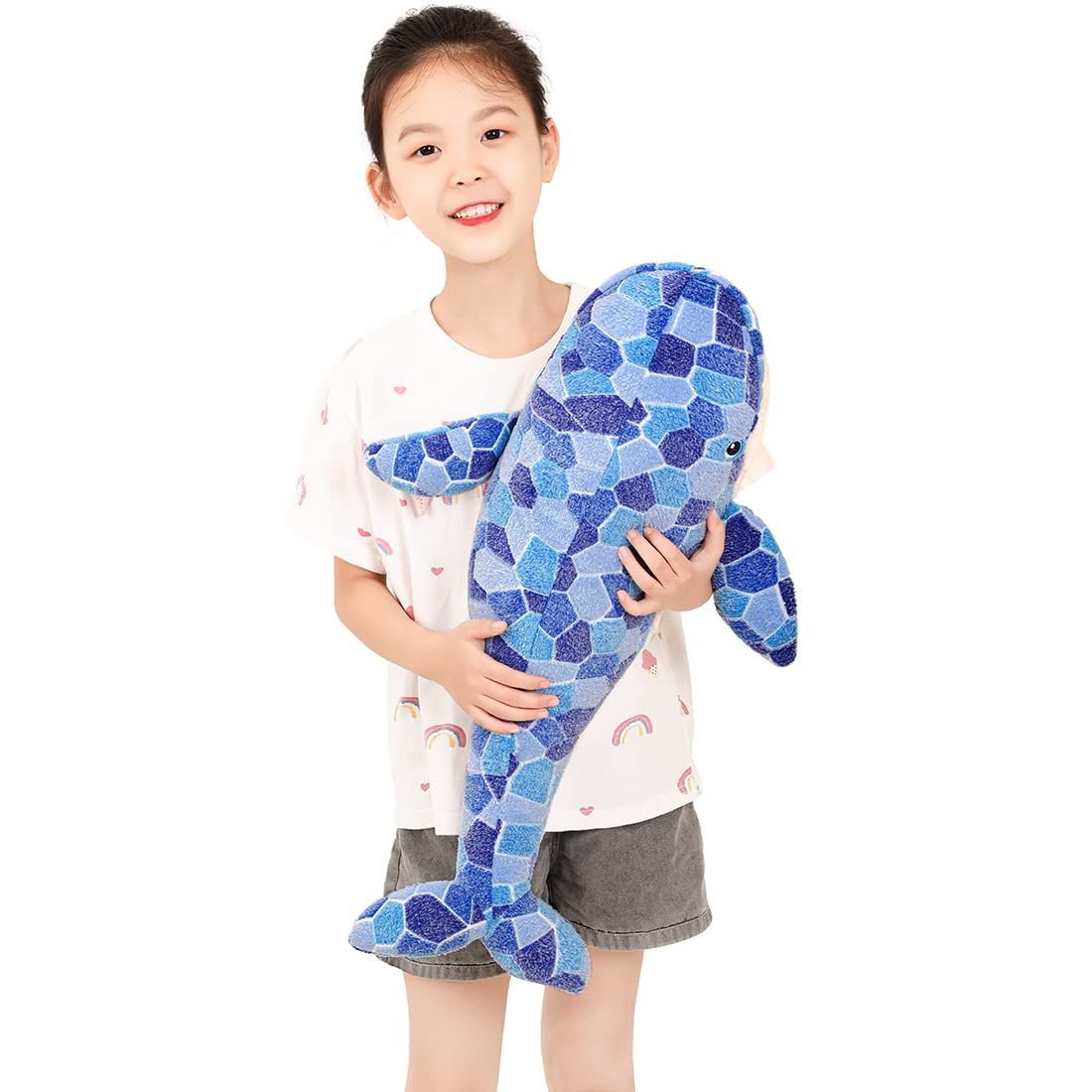 MIAOHAHA Humpback Whale Kids Plush Toy Pillow,Large Blue Whale Stuffed Animals Toy Plushie Fish Gifts (70cm/27.6in)