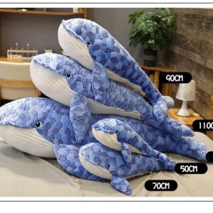 MIAOHAHA Humpback Whale Kids Plush Toy Pillow,Large Blue Whale Stuffed Animals Toy Plushie Fish Gifts (70cm/27.6in)