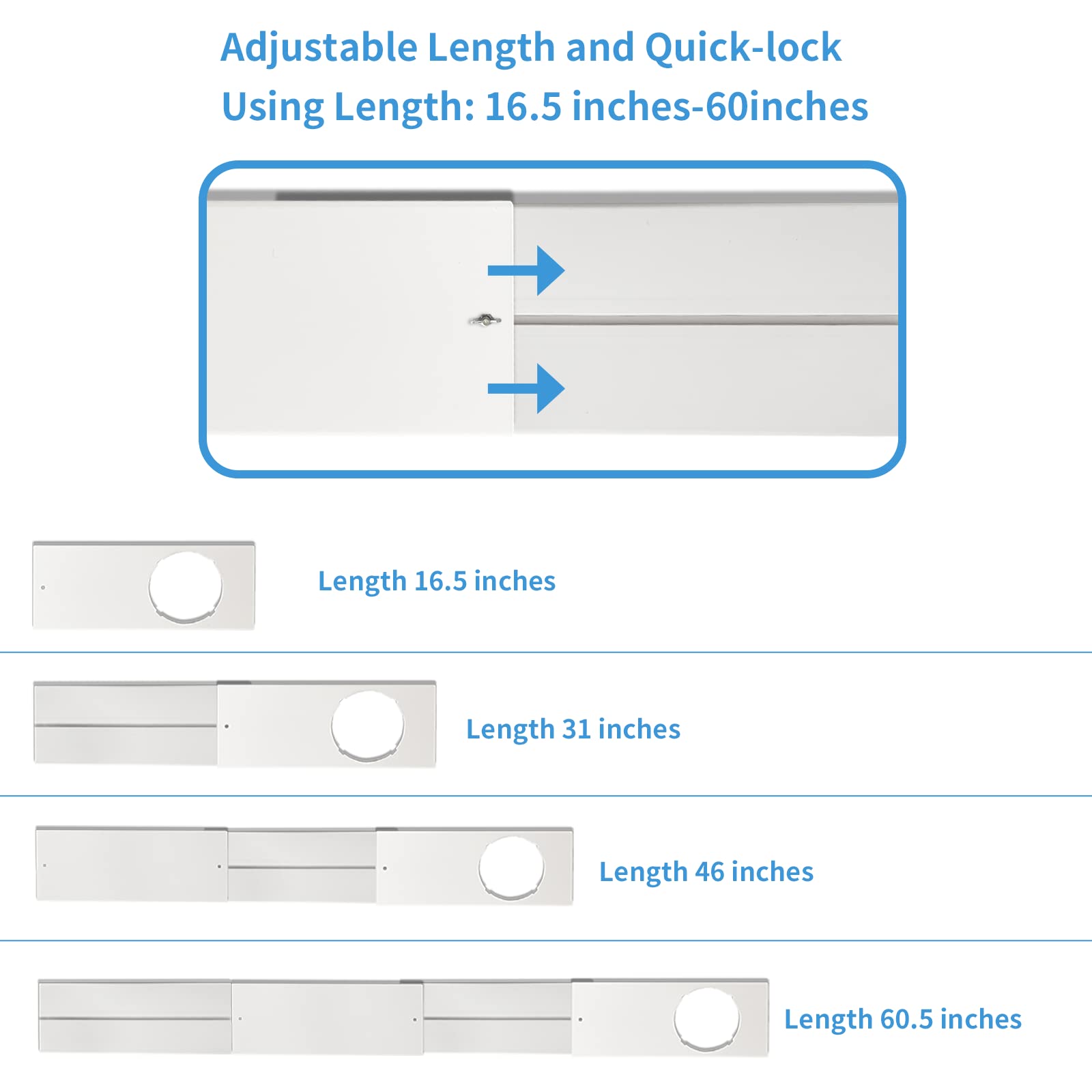 Yehchi Portable Air Conditioner Window Kit with Universal Coupler for Ducting Exhaust Hose of 5/5.9 Inches, Portable Window Seal Kit for AC Unit Adjustable Sliding AC Window Vent Kit