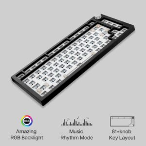 EPOMAKER Next time Skyline Gasket-mounted 75% Hot Swappable Wired Gaming Keyboard DIY Kit with RGB Backlight, Rotary Knob, Compatible with 3Pin 5Pin Gateron/Cherry/Kailh/Otemu Switch (Black)