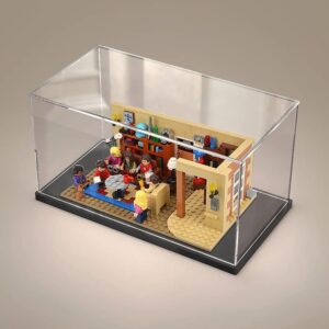 Clear Acrylic Display Case for Toys Collectibles，Assemble Acrylic Box Dustproof Protection Showcase with Black Wood-Plastic Base and Lamp Beads (11.7x8x8 inch;30x20x20cm)