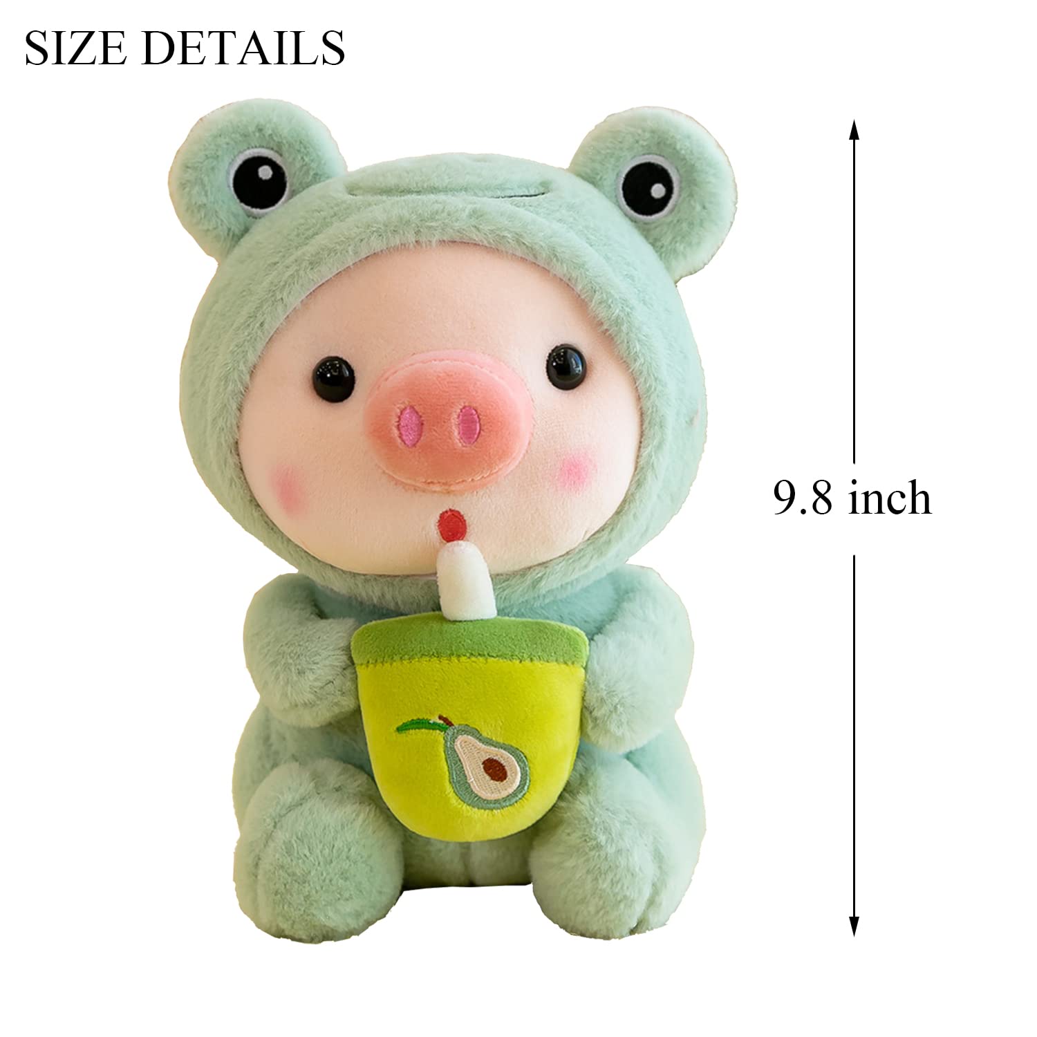 Yordearly Pig Stuffed Animal 9.8inch Piggy Plush Toy Animal Frog Costume Cartoon Doll Birthday Gifts for Boy Girls Home Decor