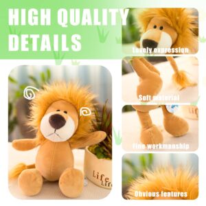 6 Pieces Plushies 11.8 inch Safari Stuffed Animals Plush Toy Set Lion Tiger Elephant Zebra Giraffe Monkey Animal Themed Parties Wild Animals Soft Plush Toys for Boys, Girls, Adults