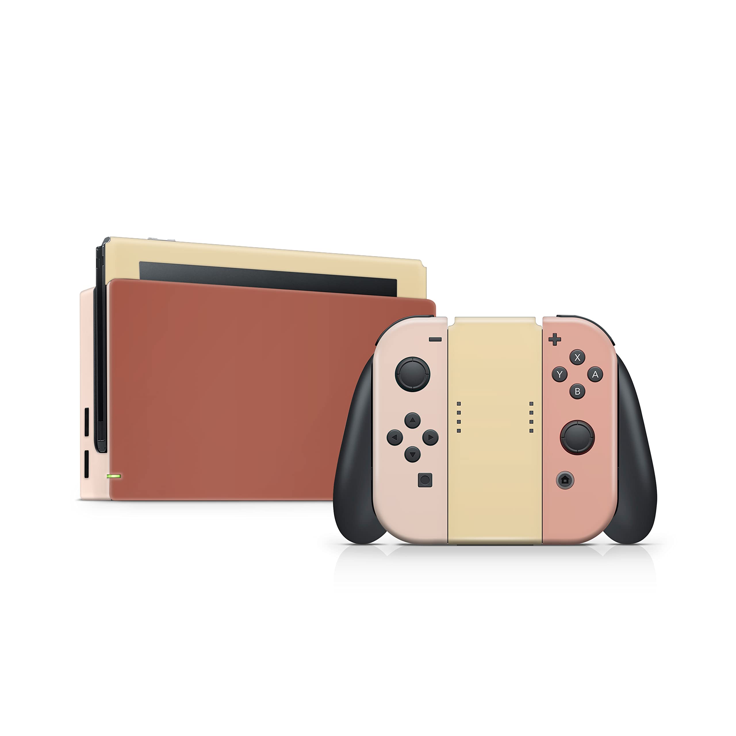 Tacky Design Solid Color Skin Compatible with Nintendo Switch Skin Wrap Cover, Brown Colorwave Blocking for Nintendo Switch Stickers, Premium Vinyl 3M Full Wrap Decal.