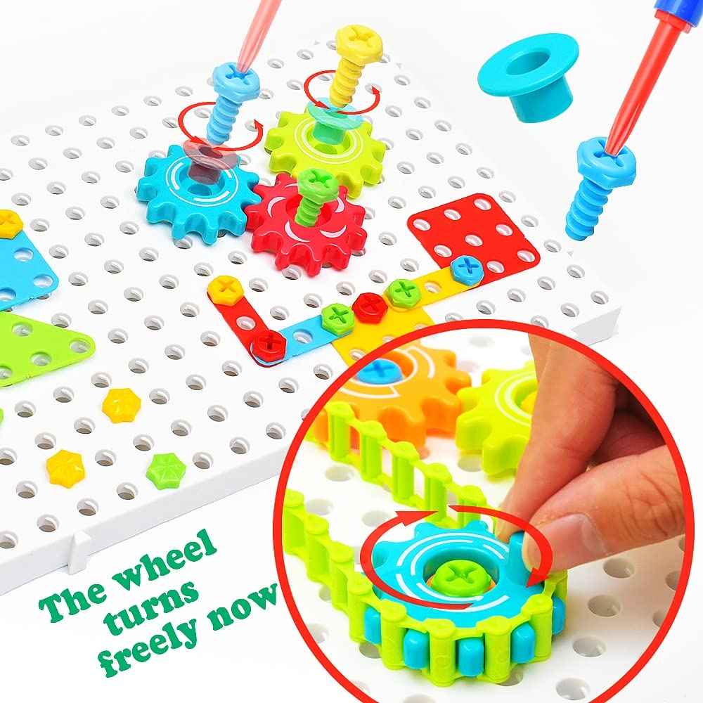 ChuburD 177pcs Kid's Building Toys,Interlocking Gear Set Building Blocks,for Kids Ages 3 and Up, Kids Play Toolbox,Drive Belt Gears,for Classroom Learning,Kids' Party,Toddlers Boys Girls Favor