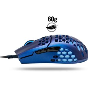 Cooler Master MM711 Blue Steel Limited Edition Gaming Mouse with Lightweight Honeycomb Shell, Ultraweave Cable, 16000 DPI Optical Sensor, and RGB Accents