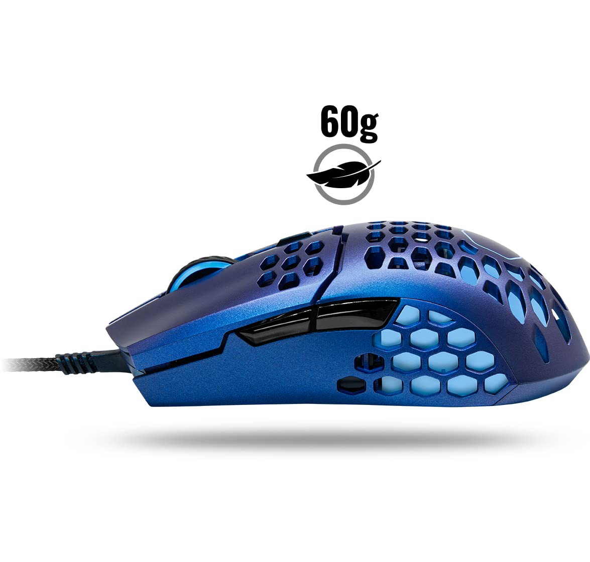 Cooler Master MM711 Blue Steel Limited Edition Gaming Mouse with Lightweight Honeycomb Shell, Ultraweave Cable, 16000 DPI Optical Sensor, and RGB Accents