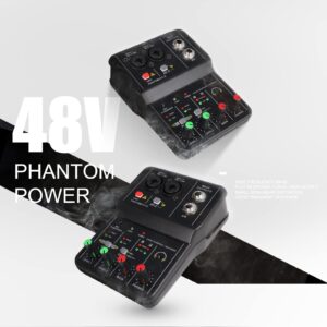 G-MARK Mini Audio Mixer 2 Channel With 48V Phantom Power Sound Effects Interface Music For Live Show Recoding Stage Party DJ Podcast Streaming