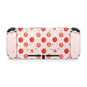 Tacky Design Strawberry Skin Compatible with Nintendo Switch Skin Wrap Cover, Kawaii Skin for Nintendo Switch Stickers, Premium Vinyl 3M Full Wrap Decal, Compatible with Joy-Con, Console, Dock.