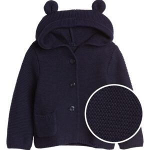 GAP Baby Boys Bear Garter Cardigan Sweater, Navy Uniform, 3-6 Months US