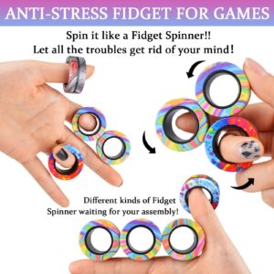 9Pcs Magnetic Rings Fidget Toy Set, ADHD Anxiety Magnetic Fidget Toys Adults Fidget Spinner Rings for Relief, Gifts for 8+ Year Old Teen Boy Girl