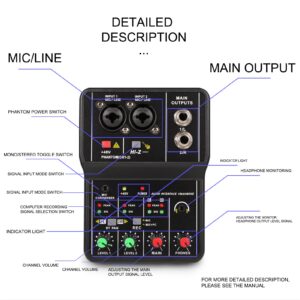 G-MARK Mini Audio Mixer 2 Channel With 48V Phantom Power Sound Effects Interface Music For Live Show Recoding Stage Party DJ Podcast Streaming