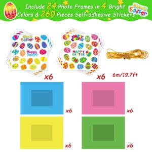 24 Packs Easter Kids' Craft Kits DIY Picture Frame Craft Spring Easter Art Activities Home School Classroom Game Bulletin Board Easter Party Favor Decoration