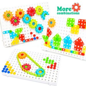 ChuburD 177pcs Kid's Building Toys,Interlocking Gear Set Building Blocks,for Kids Ages 3 and Up, Kids Play Toolbox,Drive Belt Gears,for Classroom Learning,Kids' Party,Toddlers Boys Girls Favor