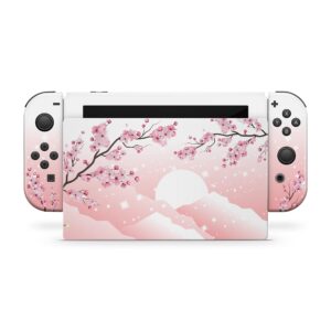 Tacky Design Japanese Cherry Blossom Skin Compatible with Nintendo Switch Skin Wrap Cover, Flower Skin for Nintendo Switch Stickers, Premium Vinyl 3M Full Wrap Decal.