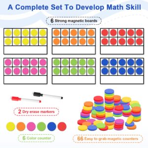 Magnetic Ten-Frame Set - Math Manipulatives Games for Kindergarten Elementary, 6 Ten Frames & 66 Magnetic Math Counters Toys for Boys/ Girls , STEM Learning Educational Number Toy For Children's Gift…