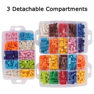 KISLANE 3-Tier Stackable Storage Box with 30 Compartments Compatible with Lego Bricks, Building Bricks, Plastic Storage Box for Building Bricks, Kids Toy and More (Transparent White)