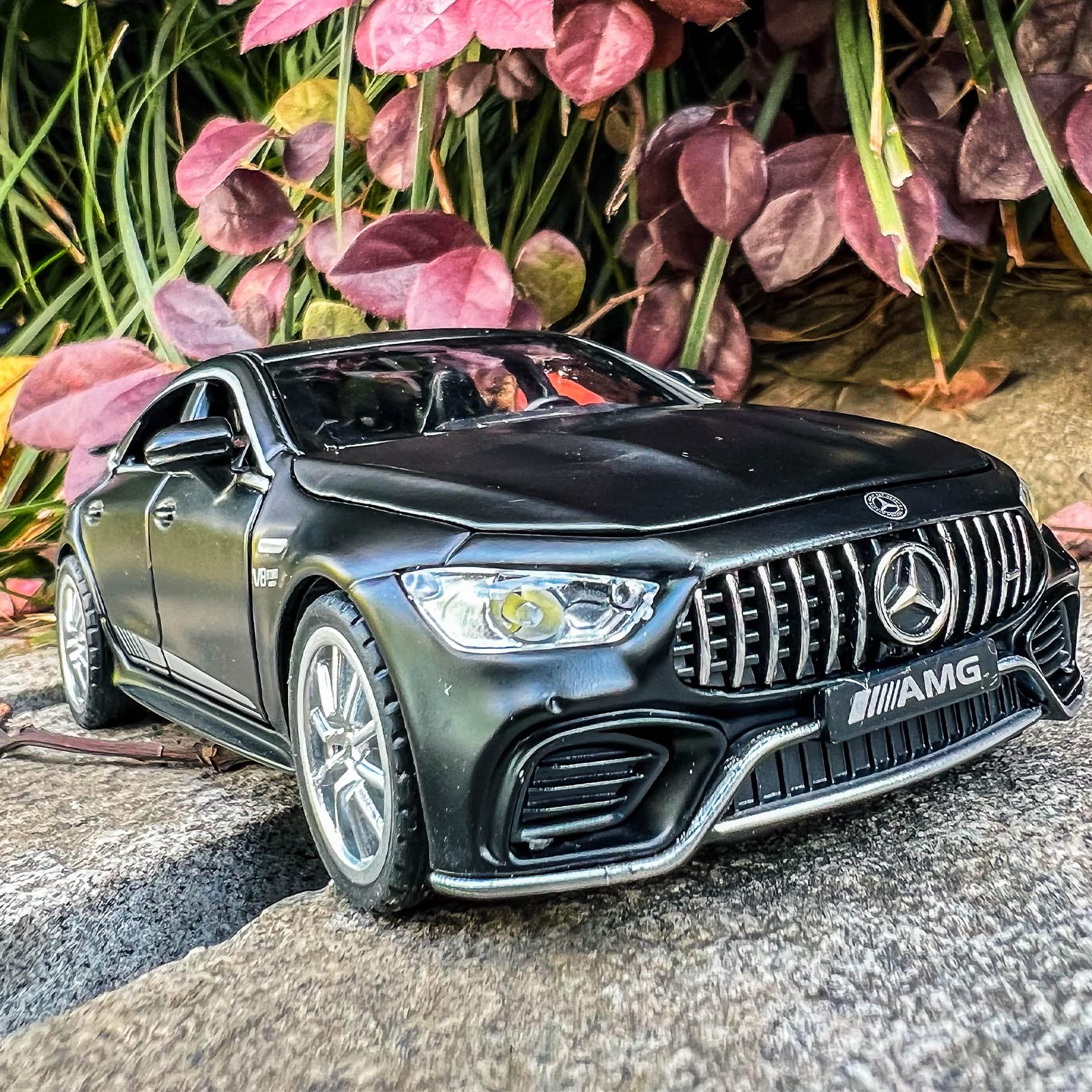 WAKAKAC 1/32 Benz AMG GT63 Model Car Alloy Diecast Pull Back Toy Car with Sound and Light Door Can Be Opened Toy Vehicle for Kids Gift(Black)