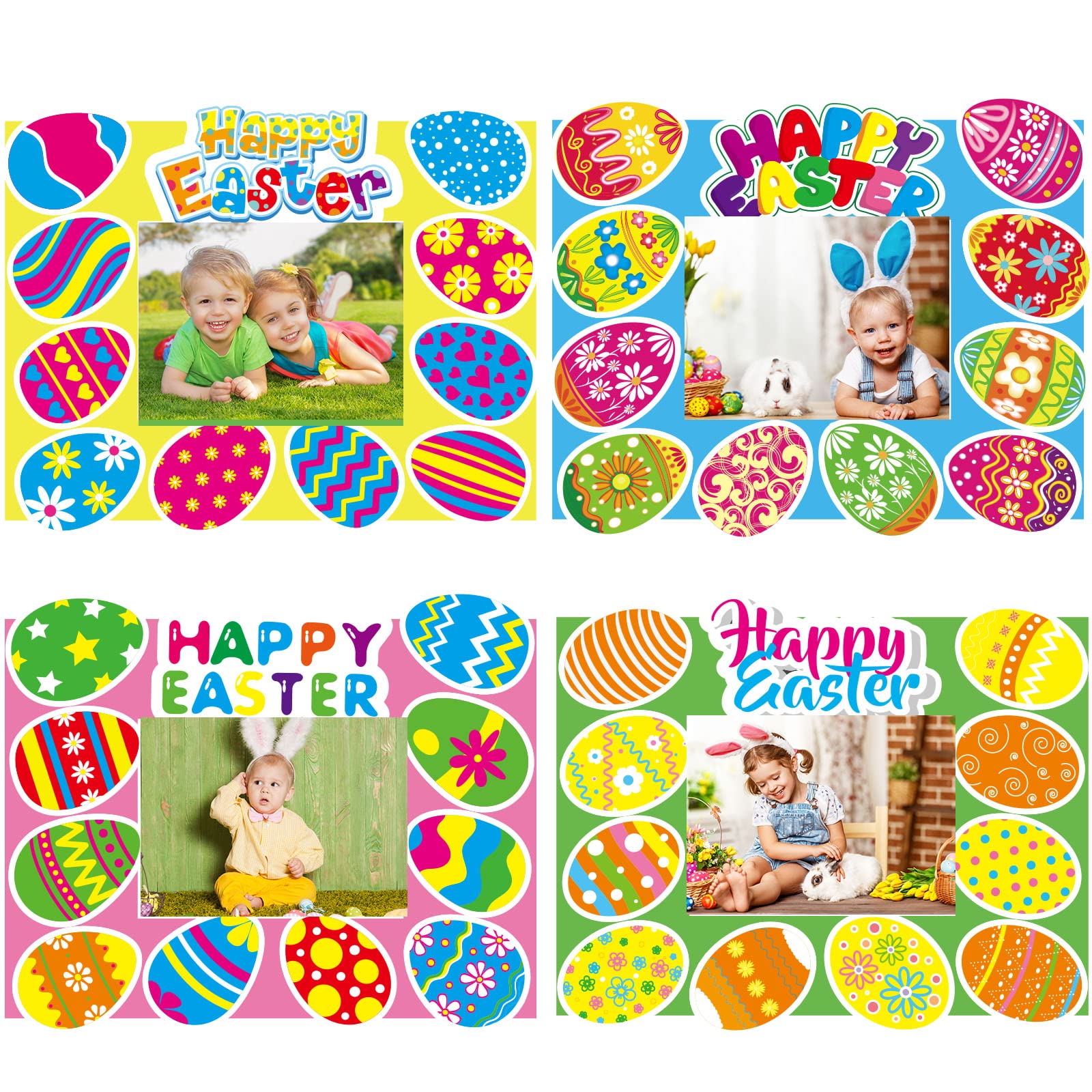 24 Packs Easter Kids' Craft Kits DIY Picture Frame Craft Spring Easter Art Activities Home School Classroom Game Bulletin Board Easter Party Favor Decoration