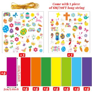 48Pcs Easter Paper Craft Kids DIY Bookmarks Art Craft Kit with Easter Egg Bunny Jesus Cross Stickers, Easter Home School Classroom Game Activities Party Decoration Gift Favor