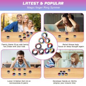 9Pcs Magnetic Rings Fidget Toy Set, ADHD Anxiety Magnetic Fidget Toys Adults Fidget Spinner Rings for Relief, Gifts for 8+ Year Old Teen Boy Girl