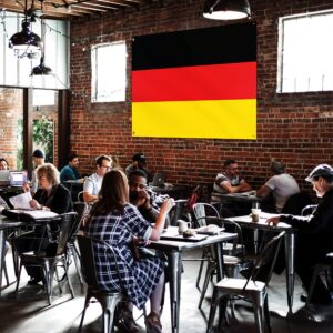 BannerBuzz Germany Flag Knitted Fabric 90 GSM - Lightweight, Bright & Vivid Colors, Brass Grommets Use for Indoor-Outdoor Purpose (9' W X 6' H)