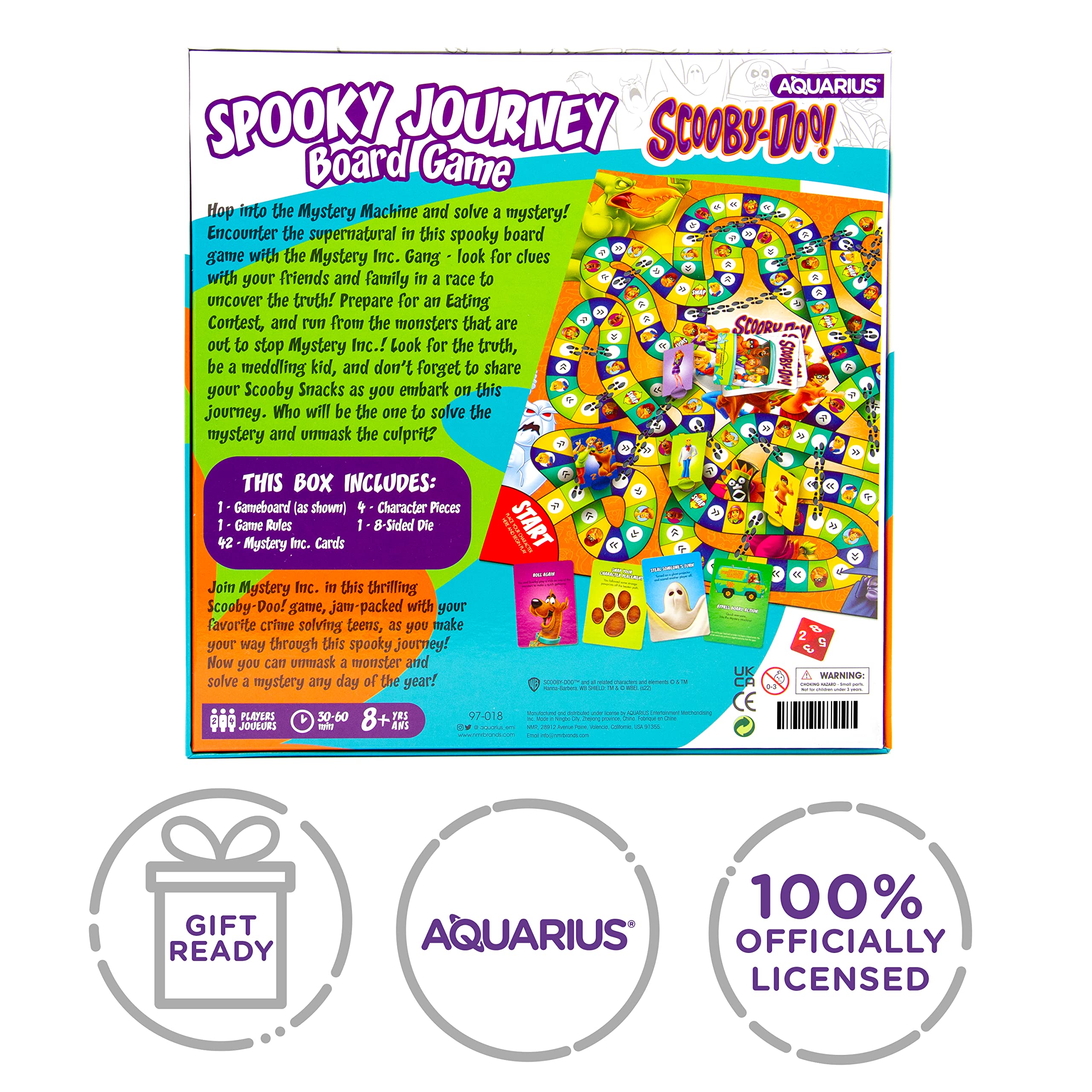 AQUARIUS Scooby-Doo Journey Board Game - Fun for Kids & Adults - Officially Licensed Scooby-Doo Merchandise & Collectibles (97018), Blue, White, Orange, for 96 months