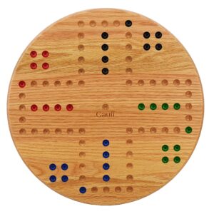 Marbles Board Game Solid Oak Wood 4 Player Hand Painted Holes (14 inch)