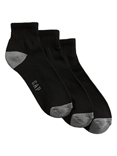 GAP Mens 3-pack Quarter Crew Socks, True Black