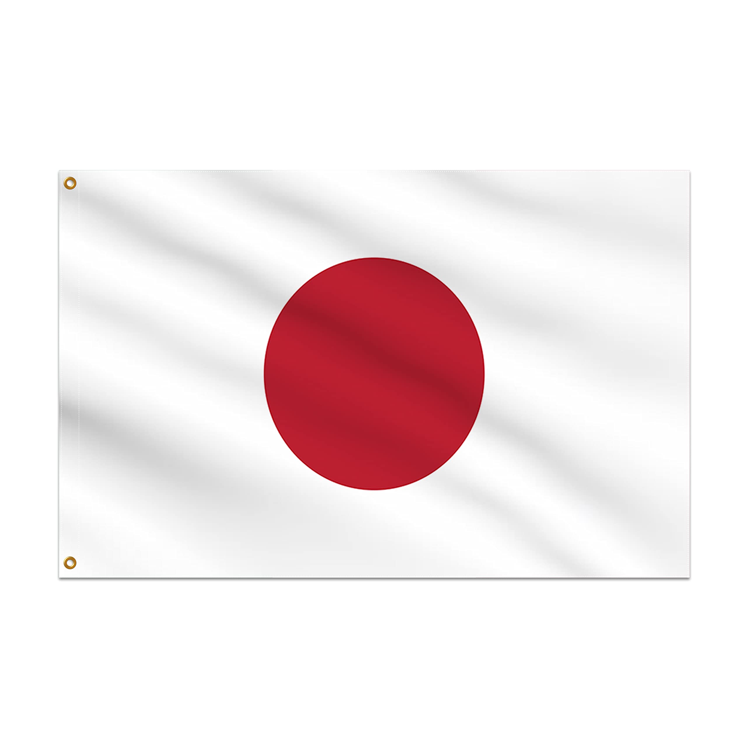 BannerBuzz Japan Flag Knitted Fabric 90 GSM - Lightweight, Bright & Vivid Colors, Brass Grommets Use for Indoor-Outdoor Purpose (9' W X 6' H)